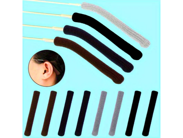 Anti-Slip Eyeglasses Temple Tips Sleeves - 3 Pairs, Black